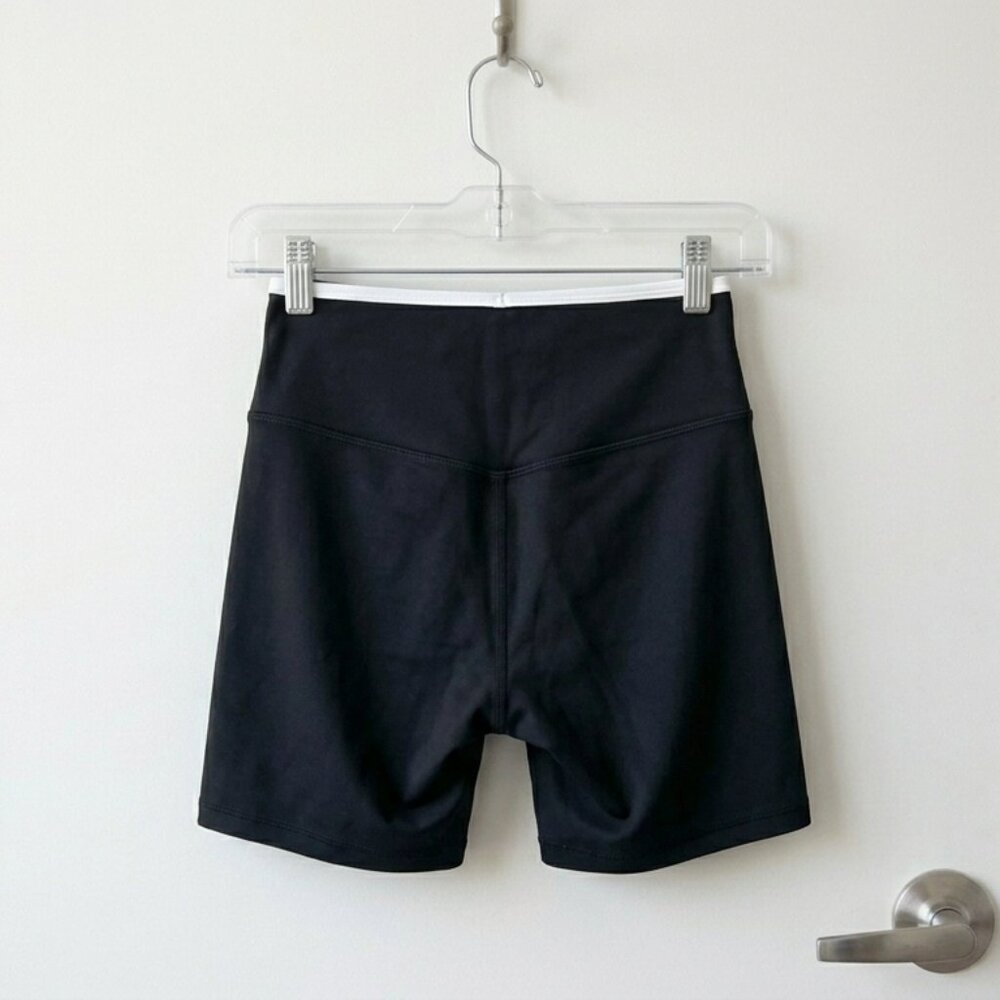 Alo Inspired Crossover Waist Yoga Shorts Black Athleisure Activewear - Picture 5 of 5